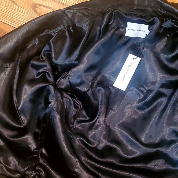 Rebecca Minkoff Genuine Leather Bikercore Black Jacket Size L - Picture 7 of 13